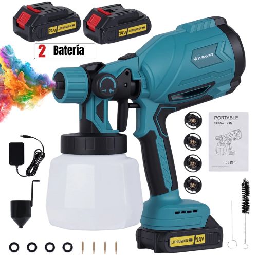 Pistola de pintura inalámbrica con 2 baterías