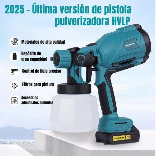 Pistola de pintura inalámbrica con 2 baterías