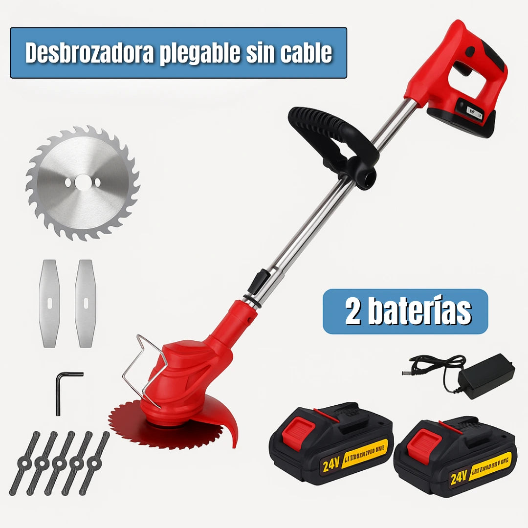 Desbrozadora plegable sin cable (2 baterías + cargador)